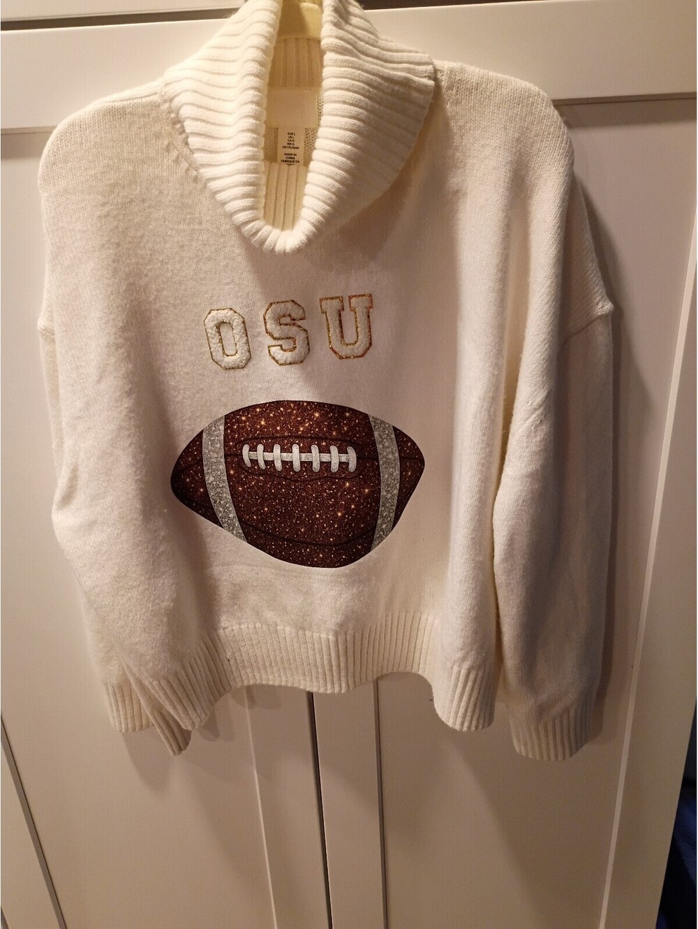 H&M White OSU Football Sweater with Cowl Neck Size L